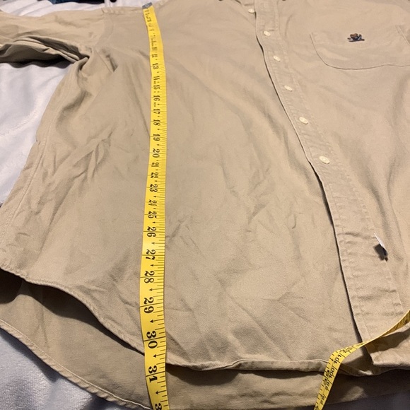Ralph Lauren size large khaki chest pocket long sleeve cotton button down bear - Picture 7 of 7